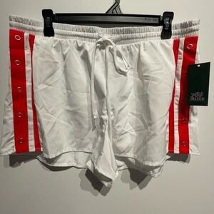 Wild Fable Women's Track Jogger Shorts White/Red Size Large NWT